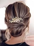 Casdre Crystal Bride Wedding Hair Comb Gold Rhinestone Bridal Side Comb Hair Piece Leaf Hair...