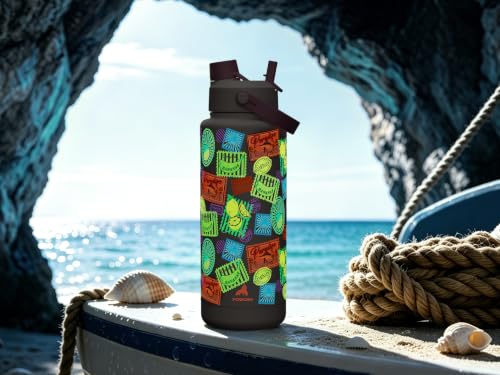 Image of POWCAN 40 oz Insulated Water Bottle with 2-in-1 Straw and Spout Lid, Glow-in-the-Dark, 24H Cold, Leakproof, BPA-Free, Double Wall Stainless Steel for Sports, Gym, Travel, and School (Island Post Co.)