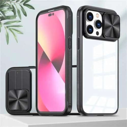 Coque iPhone 13 noire en silicone liquide avec cache caméra coulissant