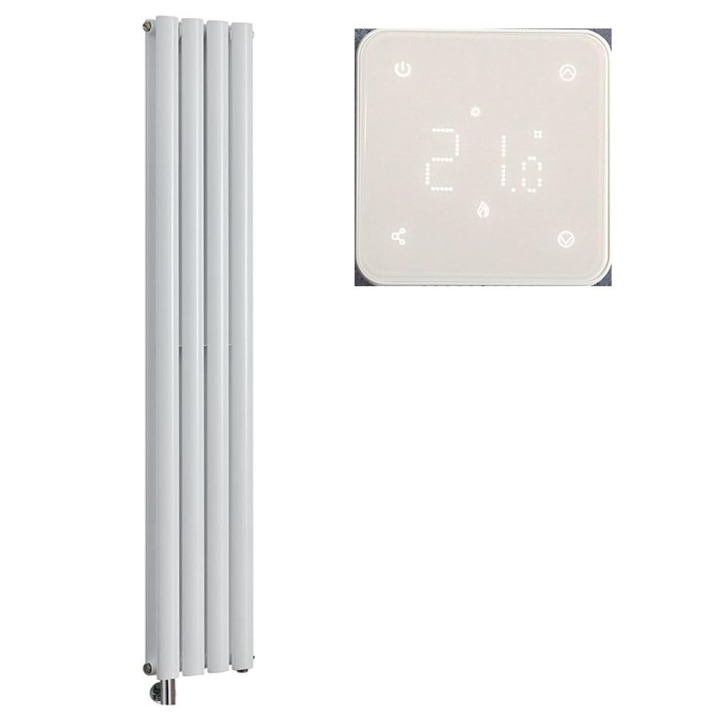 Milano Aruba 1000W White Vertical Double Oval Panel WiFi Electric Radiator - 1780mm x 236mm