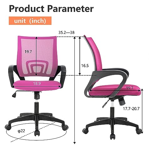 PayLessHere-Home-Office-Chair-Desk-Computer-Chair-Adjustable-Ergonomic-Chair-Lumbar-Support-Armrest-Executive-with-High-Density-Mesh-360-Degree-Swivel-Chair-for-Men-Women-Adults-Chair-Pink