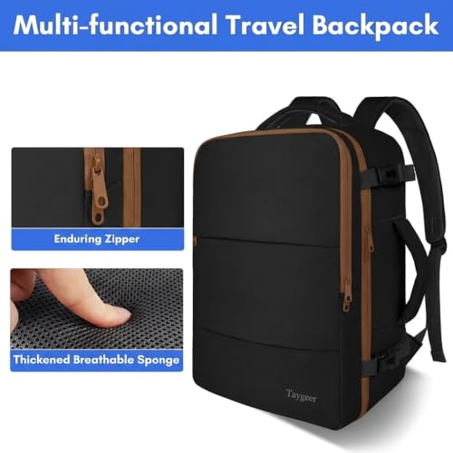 Image of Taygeer Backpack for Women, Carry on Backpack with Laptop Compartment | Travel Laptop Mochila Carry On Luggage with Shoe Pouch, Airline Approved Personal Item Bag For Weekender Hiking, Black Khaki