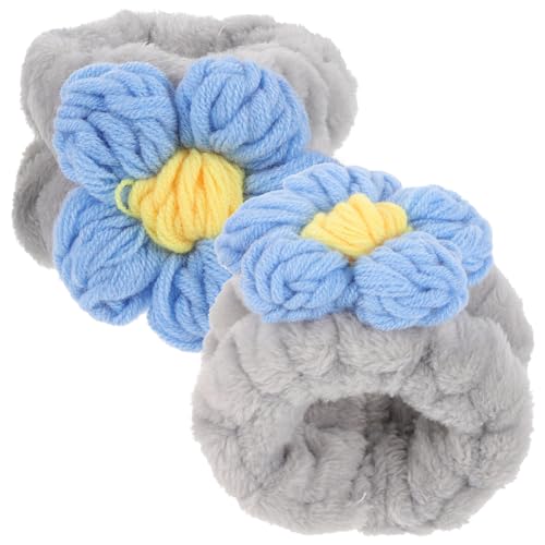 TOVINANNA 2piezas Pulseras Lavado Facial de Color Suaves Piel Flores Decorativas Pulseras para Viajar y Spa para Proteger el Muñequera Absorbente