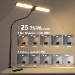Motumen Led Desk Lamp for Home Office, Eye-Care Desk Light Clamp, Black — photo 3 of 6