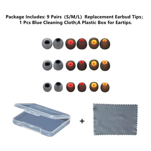 Image of Earbud Silicone Ear Tips Earbuds Replacement Ear Tips Gels Bud for Popular in-Ear Headphones Other Inner Hole from 3.8mm - 5.1mm Earphones 9 Pairs S /M /L