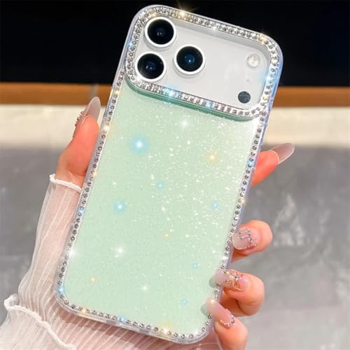 Coque strass iPhone 17 Pro Max cadeau vert pailleté luxe
