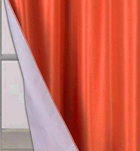 Sapphire Home Faux Silk Grommet Blackout Curtains - 2-Panel Sets Of Room Darkening 100% Blackout Curtains - Durable Thermal Insulated, Sun And Sound Blocking Window Curtain - (54"X84",Orange) #TOP1