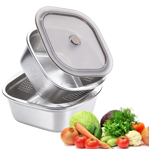Edelstahl Küchensiebschüssel 4600ML Nudelsieb Seiher und Schüsselset Metallsieb und Schalen Abtropfgestell mit Schüssel Küchensieb für Nudeln abgießen Gemüse Obst und Reis Waschen