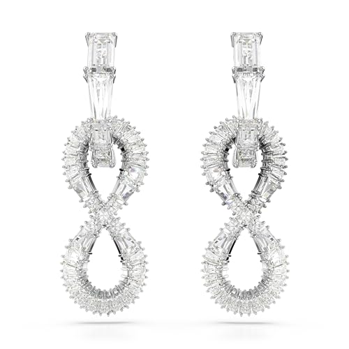 Swarovski Orecchini Pendenti Hyperbola, Infinito, Bianchi, Placcato Rodio - 2