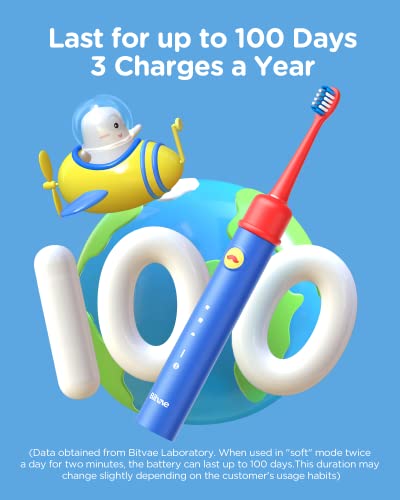 Bitvae Electric Toothbrush For Kids 8-12, K7S Sonic Kids Electric Toothbrushes Boys Girls, Bluetooth Rechargeable Power Toothbrush With Pressure Sensor, 4 Replacement Brush Heads, Extra Soft (Blue) #TOP3
