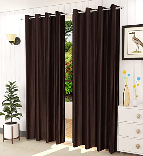 Image of Polyresin Solid Door Curtain, Door- 7 Ft, Coffee, Pack of 2, lined, lined