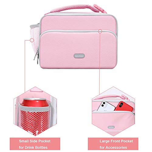 Amersun Kids Lunch Box, Insulated School Lunch Bag with Padded Liner Keep Food Warm Cold for Long Time,Water-resistant Thermal Travel Office Lunch Cooler for Girls Boy-2 Pocket,Sand Pink - Thumbnail 3