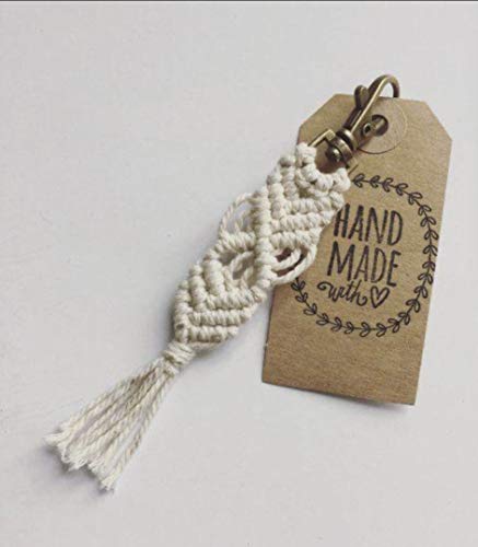 Porte-clés macramé lot de 10 accessoires coton blanc cassé standard - 4