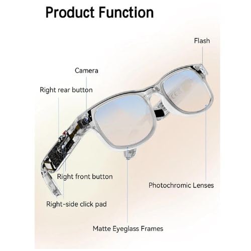 Image of smars Smart AI Glasses with - Built-in Camera I 800W Photo Resolution I 1080P 30FPS Video Recording I Photochromic Lenses I Voice Recording I Bluetooth Calling