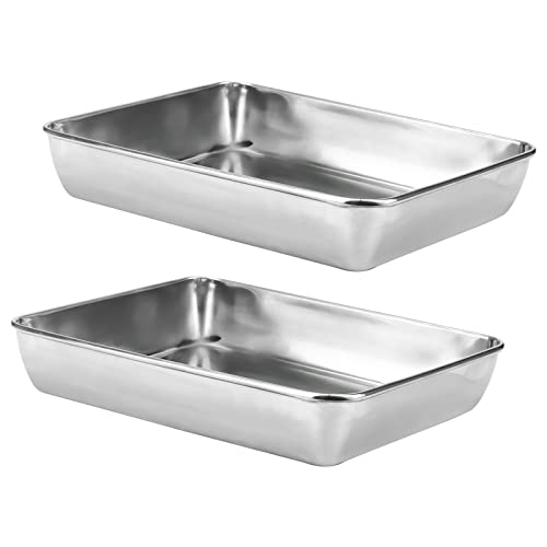 MUKCHAP 2 Pack 30 x 24 x 5cm Stainless Steel Baking Trays, 12 x 9.4 x 2 Inch Rectangle Cookie Baking Sheet Tray, Baking Pans and Tray for Cake, Brownie, Cooking, Bake, Kitchen