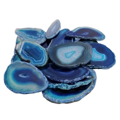 XMHOME 15Pcs Irregular Agate Geode Light Table Slice Bulk Dyed Blue Color Polished Agate Healing Crystal Stones Home Decoration DIY Gemstone Wall Art Jewelry...