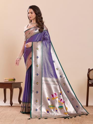 VEDANT VASTRAM blue paithani silk saree – image 3