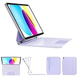 RAYMCRAFT for iPad 11th(A16, 2025)/10th Generation Case with Keyboard, Magic Keyboard 2022, Springy Backlit Keys, Stain-Resistant Surface, Multi-Touch Trackpad,Purple