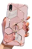 Qokey Case Compatible with iPhone XR Case 6.1 inch Marble Case Cute Fashion for Women Girls with 360