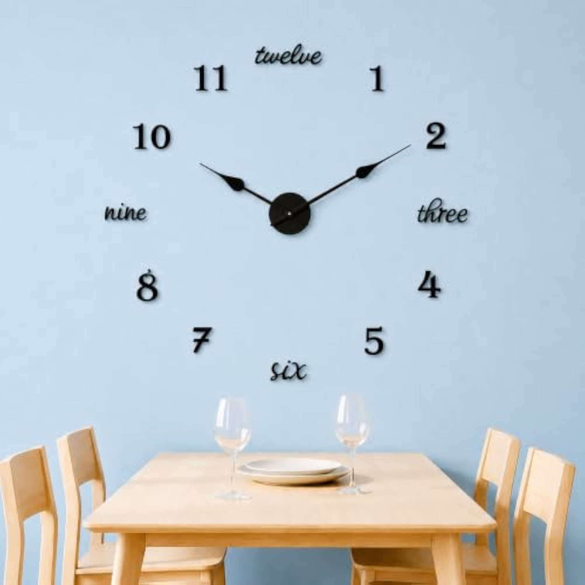 DIY 3D Acrylic Frameless Wall Clock with Adjustable Sizes