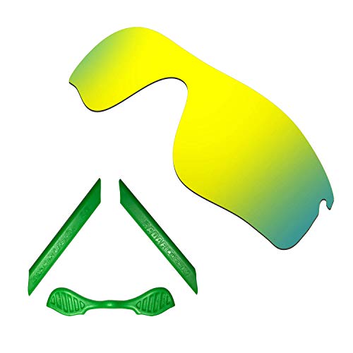 Lentilles de remplacement polarisées 24K or et manchons verts pour Oakley Radarlock Path