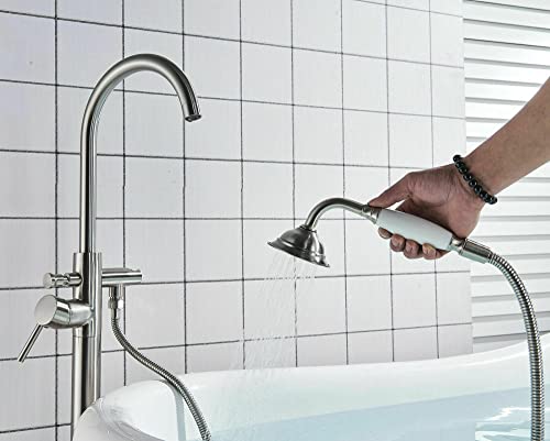 Mitigeur de baignoire sur pied colonne de douche nickel brossé