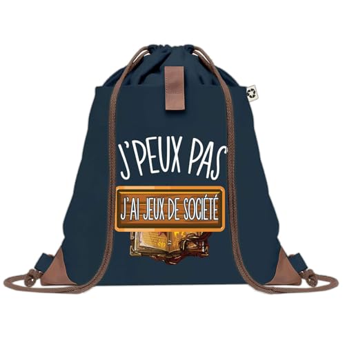 Sac à dos bleu J'peux Pas Jeux de Société en toile avec cordelettes pour le sport