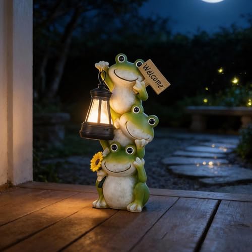 Luz Solar de Rana para Jardín Exterior Pasillos Césped Patio Estanques Farol LED 3