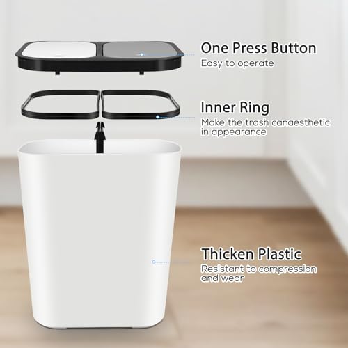 Caneca de Basura Doble Compartimento 15L Beige miniatura 2