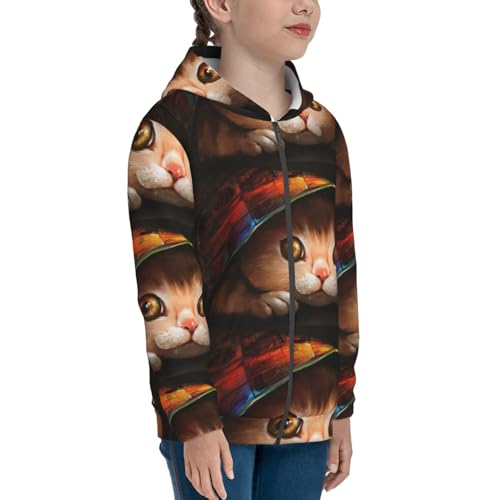 Animal Cat Kids Pullover Hoodies Boys Zip Up Sweatshirts Girls Athletic Clothes with Pocket4