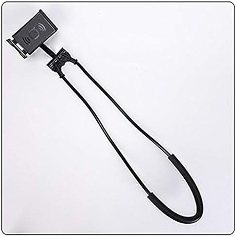 Axgo Mobile Phone Holder Hanging Neck Lazy Necklace Bracket 360 Degree Stand for Most Telephone，Black Cover