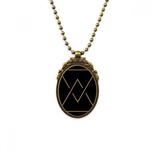 Collier vintage homme laiton antique symbole triangle idée cadeau bijou unique