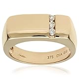 Naava Men's Diamond Trilogy Ring, 9 ct Yellow Gold set with Three Stones