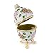 Apropos Hand- Painted Vintage Style Bee and Flowers Faberge Egg with Rich Enamel and Sparkling Rhinestones Jewelry Trinket Box (White)