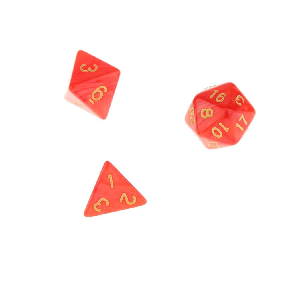 ZOOMELLA 7X Polyhedral Dice 16mm for Dungeons and Dragons DND MTG Table Games Red
