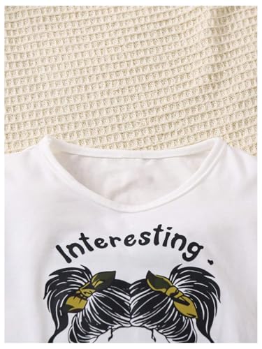 Image of WDIRARA Girl's 2 Piece Outfits Letter Graphic Print Short Sleeve T-Shirt and Camo Print Cargo Skirt Set