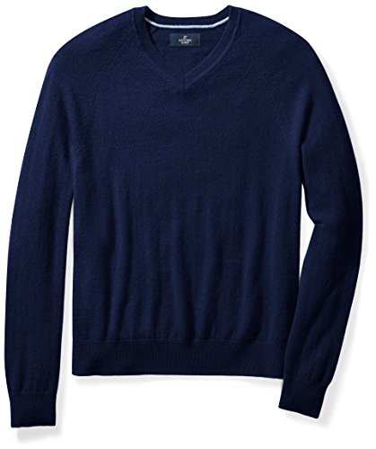 Buttoned Down Men's 100% Cashmere V-Neck Sweater, Midnight Navy, ...