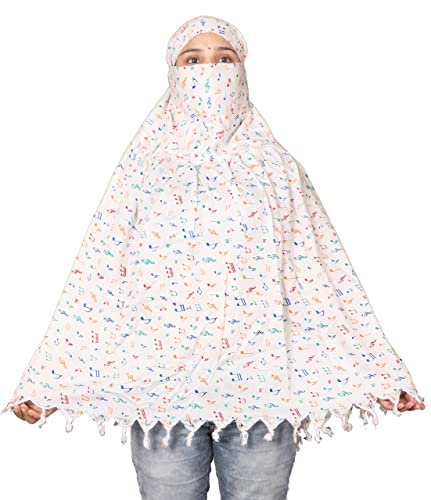 Image of SIXSIGMA Cotton Long Scarf Cum Mask scarves Usable for vehicle Driver | White Printed Design | Universal Size | For Girl & Women | Breathable Sun Protection Light Weight