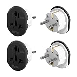 TNSLAND 4Stück Steckdosen Adapter Universal, UK to EU Adapter, Stecker Adapters China Deutschland, Universal Adapters für Reisen, Sicherer Konvertierungsstecker mit Kinderschutz für Europa, Schwarz
