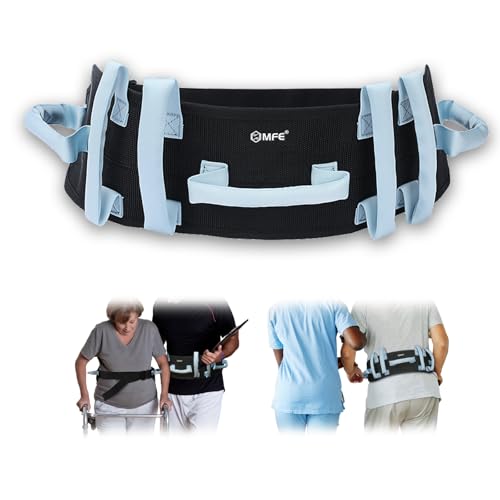 MFE Gait Belt, Anti-Slip Transfer and Walking Assist Belt with 7 Handles and Quaick - Release Buckle, Safety Lift Aid for Seniors, Elderly, Caregivers, Nurses, Therapists, Blue