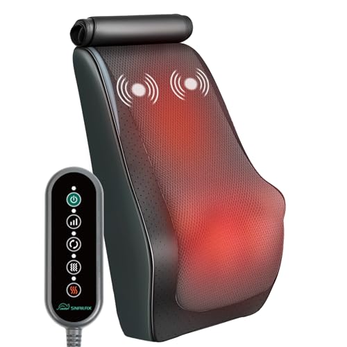 Snailax Back Massager with Heat for Lower Back & Neck Pain Relief, Deep Tissue Shiatsu Massage Pillow with Fixed 3D Kneading Nodes for Back Neck, Chair Massager as Gift for Mom & Dad Women & Men