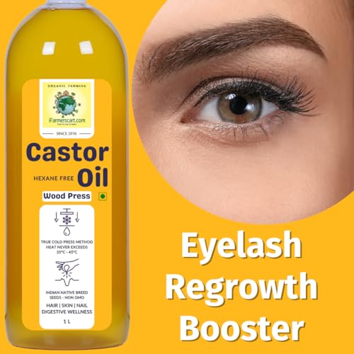 Image of Castor Oil Wood Pressed Pure Cold-Pressed Arandi Oil by Farmers Society | Edible | Hair Growth Skin Care Moisturizer Nails Luscious Eyelashes | Native Breed Castor from TamilNadu (1L)