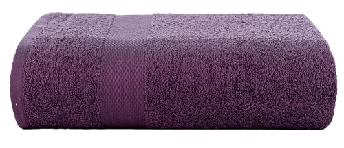 Image of Casa Copenhagen, Super Soft Feather Lite Collection 2 Pieces 100% Cotton Large Bath Towel (Size : 75 x 150 cm) - White & Purple