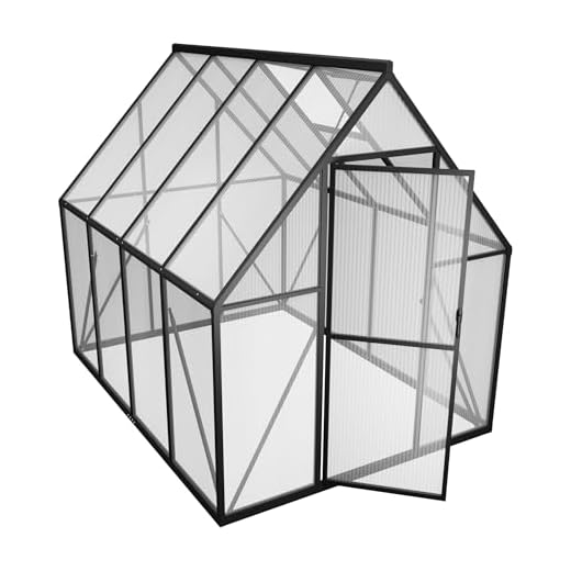 PEILU Gewächshaus Aluminium Treibhaus mit Transparent PC Platten Dachfenster & Tür & Fundament 230x180x195cm Winterfest Gartengewächshäuser Begehbares Pflanzenhaus für Garten Outdoor