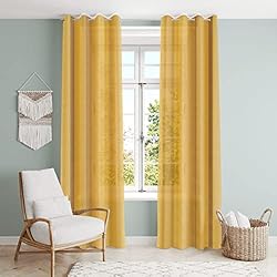 Cortinas Lisas Para Salon Dalina Textil - Cortina Translucido Liso para Ventana - Cortina con Ojales Poliéster Color Sólido para Salón Dormitorio 2 Pieza 140x260cm, Color Dorado.