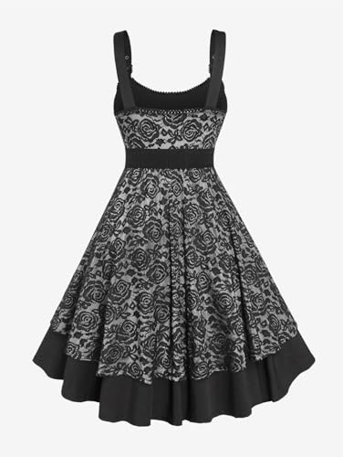 Image of Rosegal Women Plus Size Retro Lace Belt Party Cocktail Dress | 1950s Vintage Dress, Wedding Guest-Formal Bridesmaid Dress, Sleeveless Midi Dress, Retro Rockabilly Pinup Dress