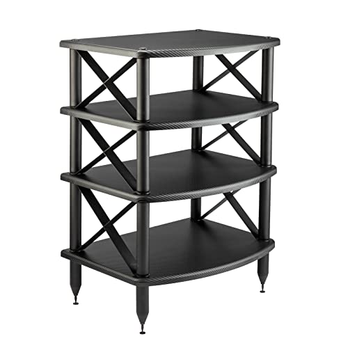 Pangea Audio Vulcan X Four Shelf Audio Rack Media Stand, and Components Cabinet Carbon Fiber Vinyl