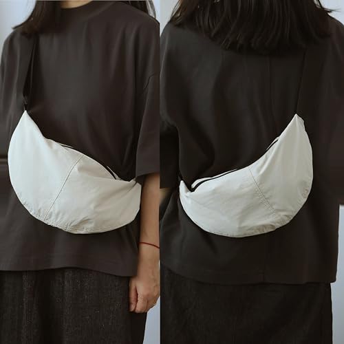 Image of Nylon Crossbody Bag For Women Men Casual Lightweight Crescent Shoulder Hobo Purse With Wide Adjustable Strap