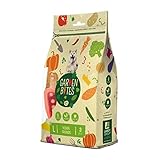 Garden Bites Veggie Friends - Snacks Vegetarianos para Perros - Sin Gluten - Aperitivos para Perros - Sabor Boniato - Alimento Rico en Vitaminas, Calcio y Hierro - Pack de 470g y 3 Uds - Duvo+