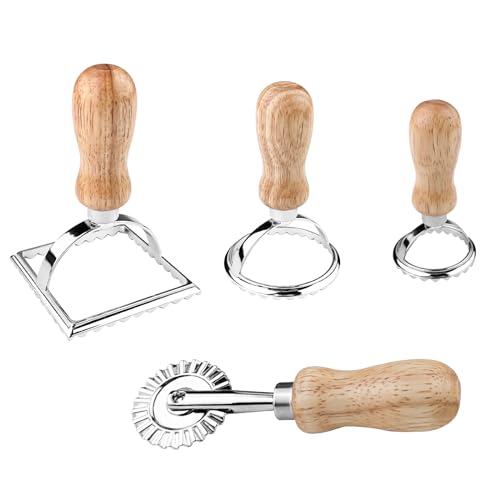 Relota 4er Set Ravioli Maker, Ravioli Ausstecher Former, Teigtaschenformer, Teigrädchen Gewellt,...